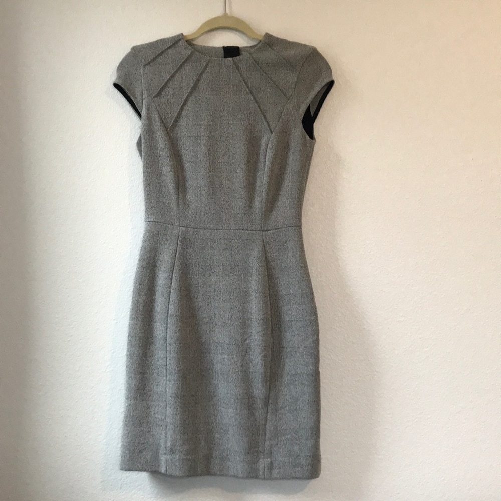 H&M grey plaid cap sleeve dress